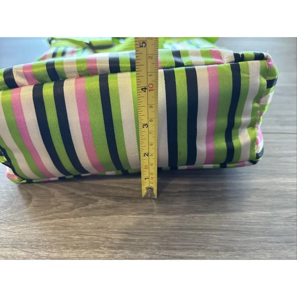 Striped Green Insulated Wine Tote 2 Bottle Carrier Travel Picnic Bag Primeware
